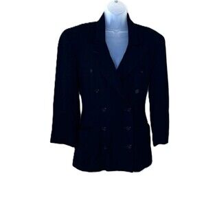 Vintage Emil Rutenberg Women's Blazer Black 100% Wool XS Double Breasted